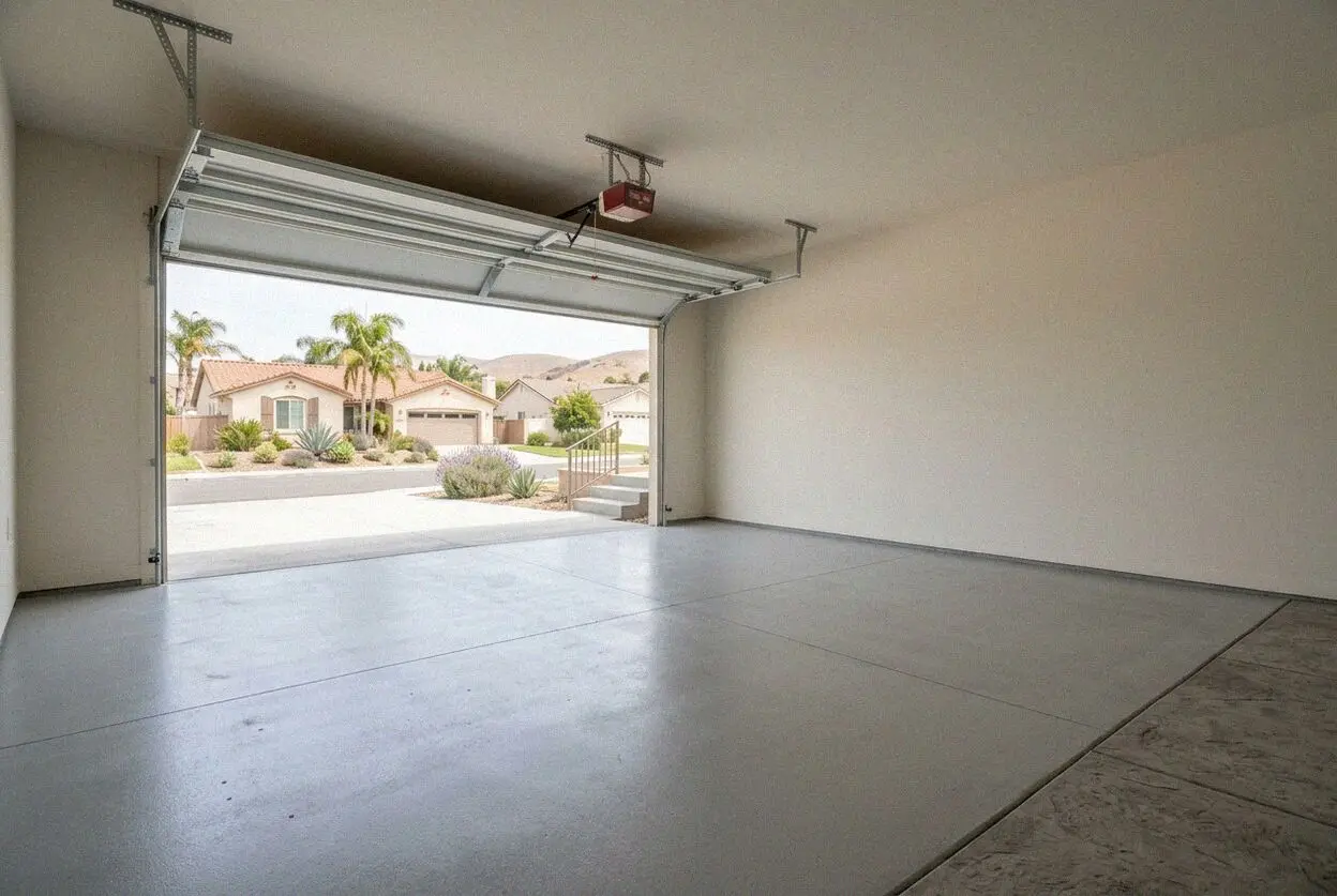 Repoured garage floor slab at a mid-century home in Orange, CA