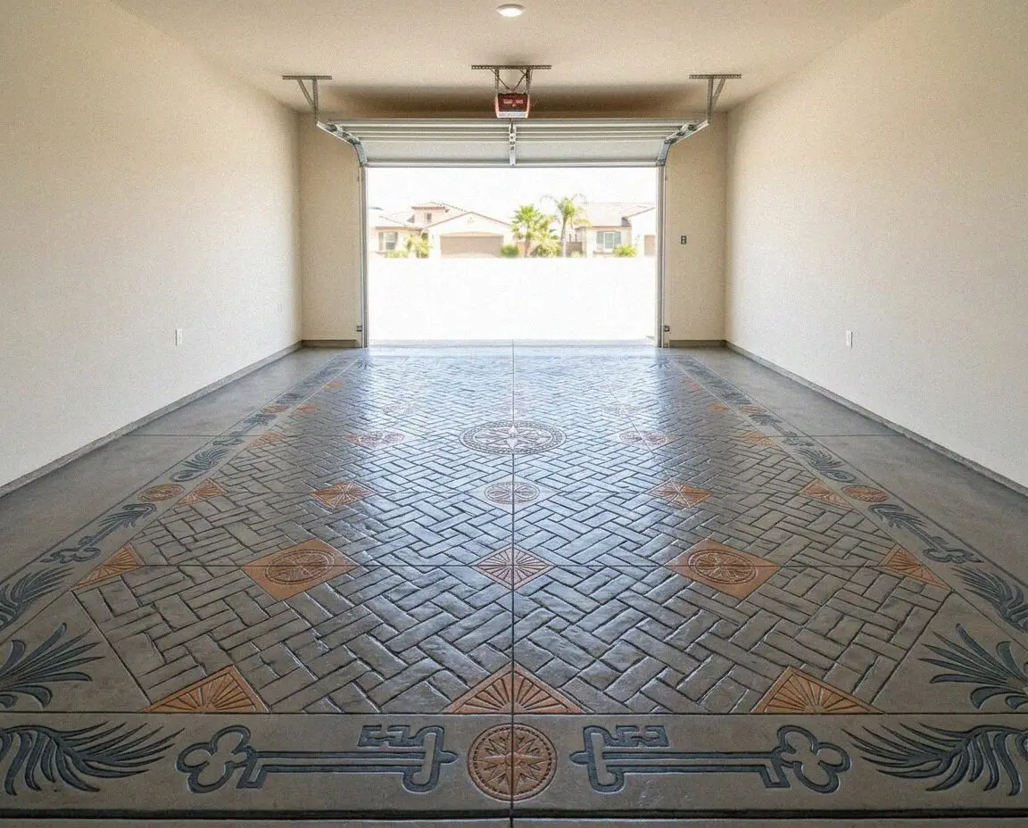 Newly poured garage floor slab in an attached bay in Orange, CA